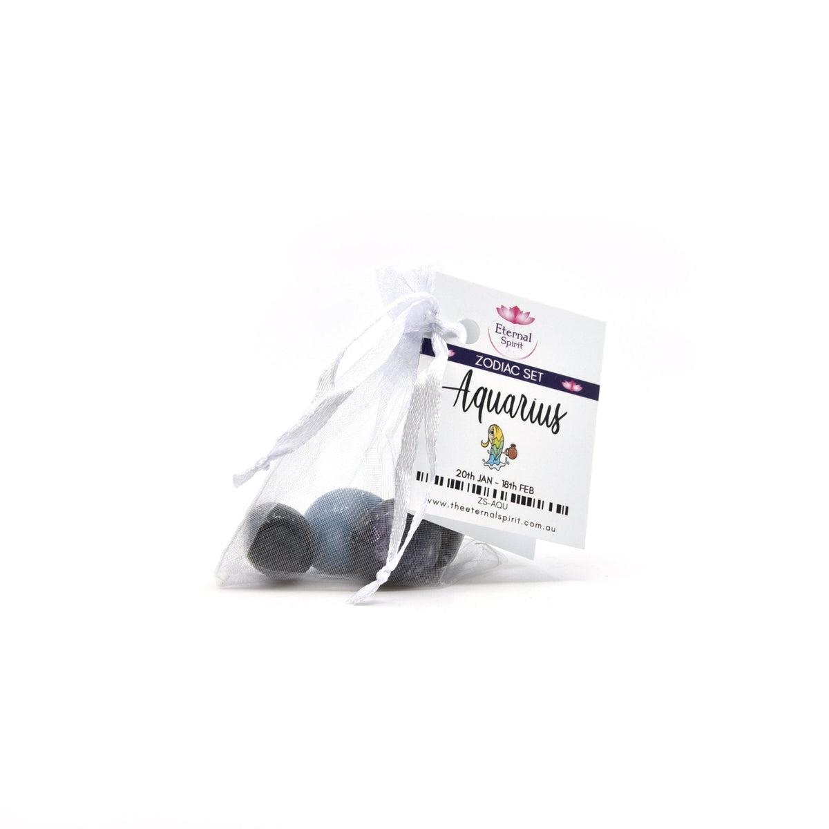Crystal set for Aquarius, healing stones in organza pouch — Eternal Spirit