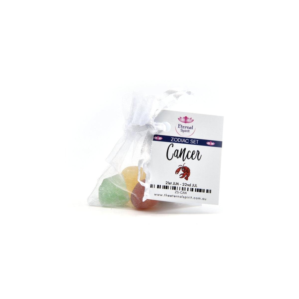 Crystal set for Cancer, healing stones in organza pouch — Eternal Spirit