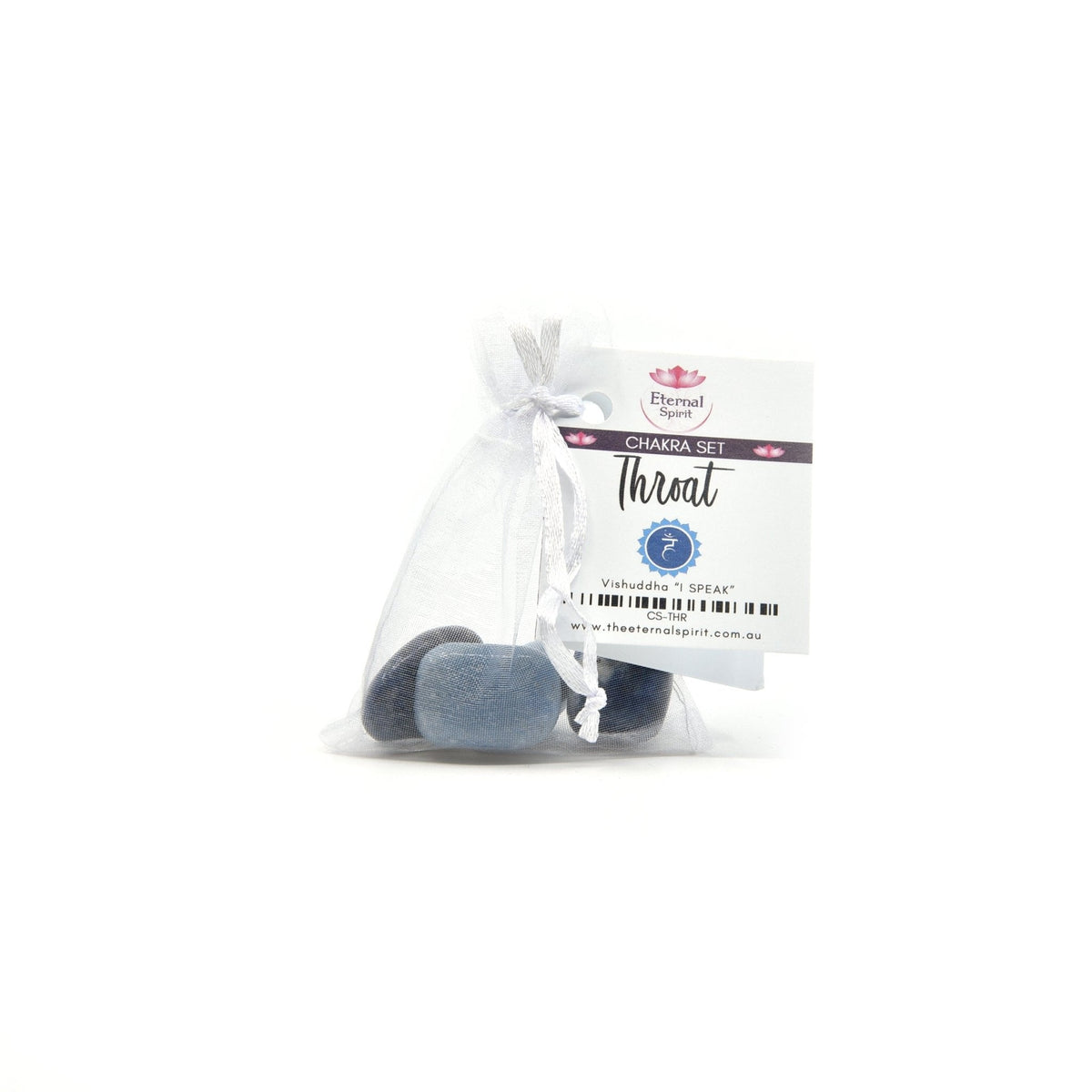 Crystal healing set for Throat chakra, tumbled stones in pouch — Eternal Spirit