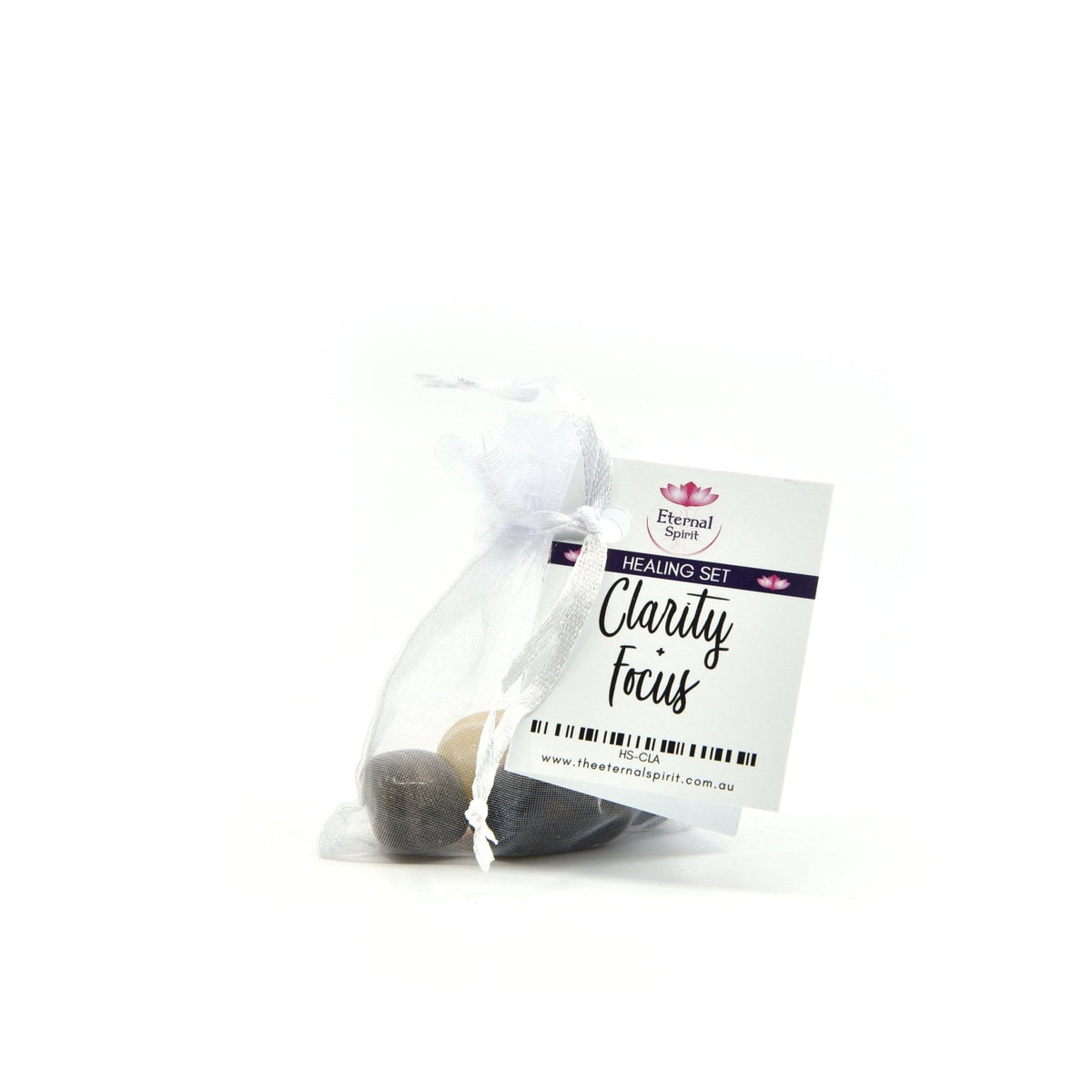 Crystal healing pouch for Clarity Focus, selected tumbled stones — Eternal Spirit