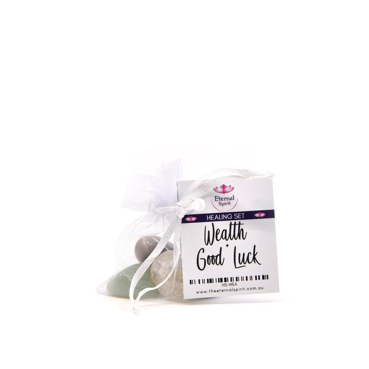Crystal healing pouch for Wealth Good Luck, selected tumbled stones — Eternal Spirit