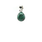 malachite cabochon teardrop pendant, front view showing natural stone face — Eternal Spirit