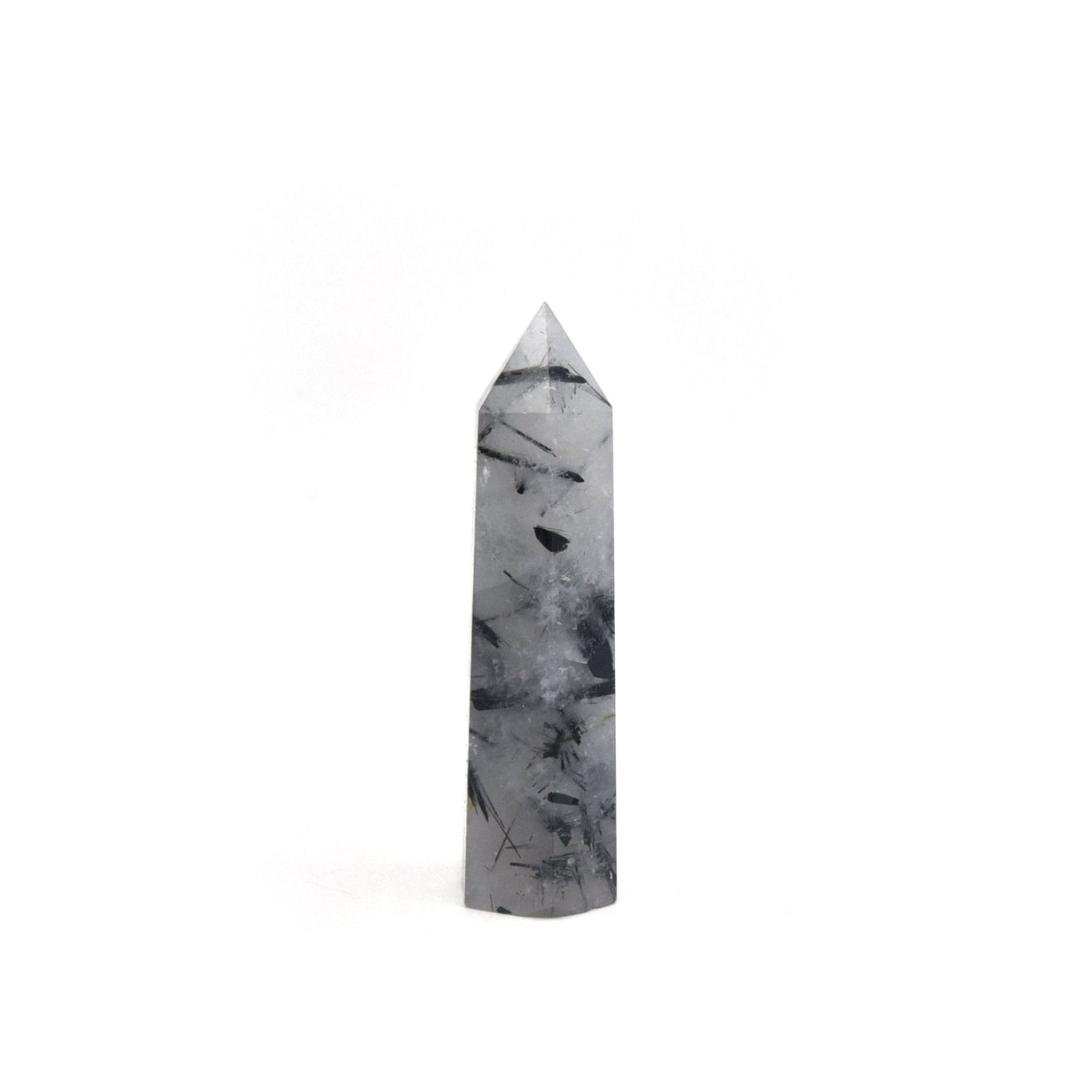 Tourmalinated Quartz with dark needles generator point #1343, showing depth and lustre — Eternal Spirit