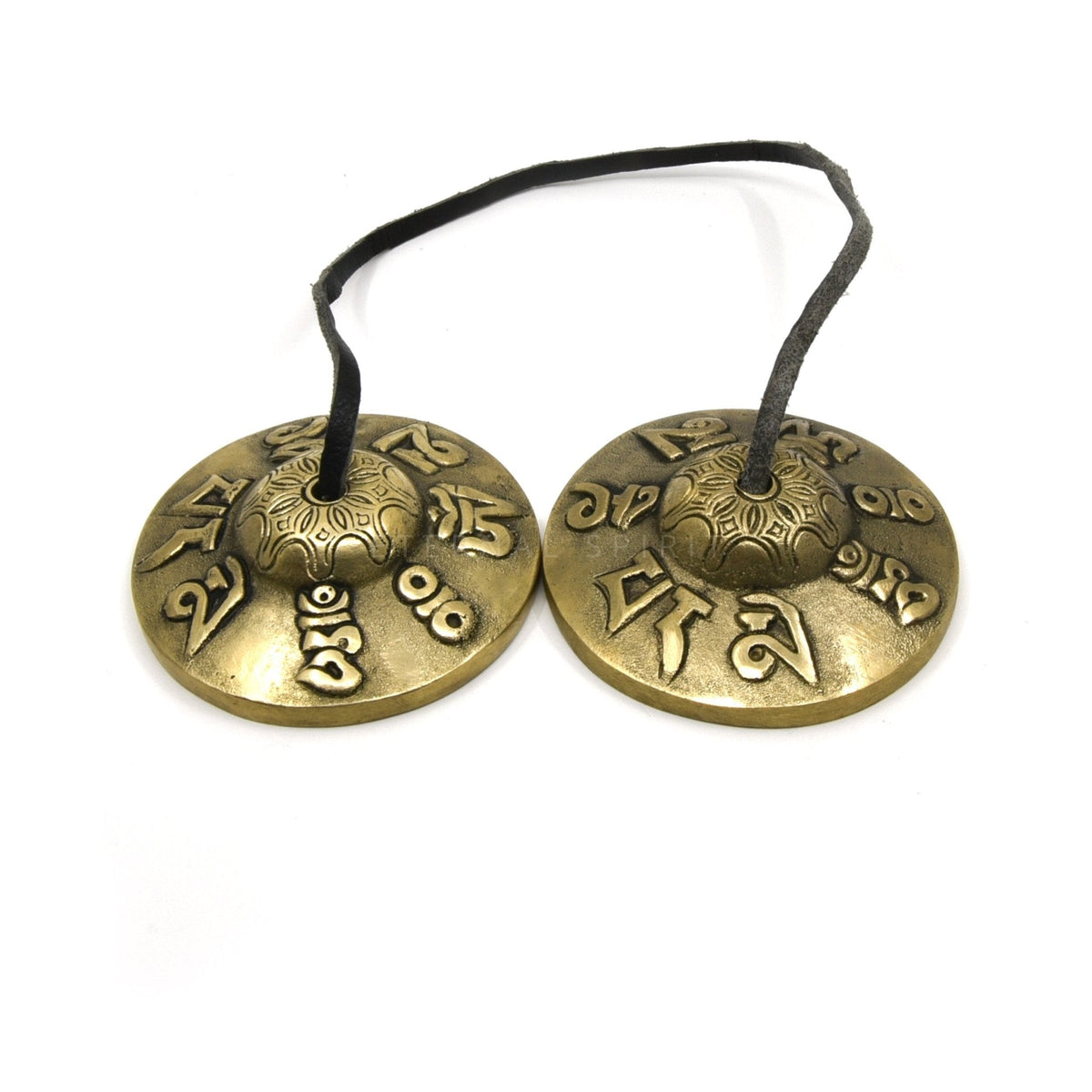 Om Mani Padme Hum tingsha cymbals 7.0cm, paired for meditation — Eternal Spirit
