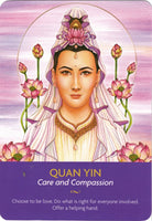 Keepers Of The Light Oracle deck, Quan Yin Care and Compassion card with serene goddess figure — Eternal Spirit