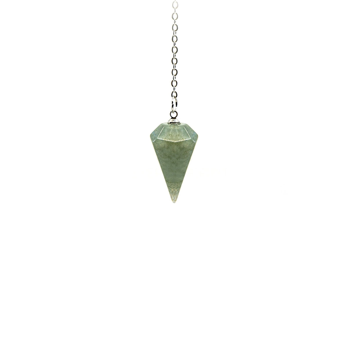 Iridescent Blue-Grey Labradorite small faceted pendulum on silver chain — Eternal Spirit