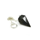Close-up of Labradorite large faceted pendulum, iridescent blue-grey stone detail — Eternal Spirit