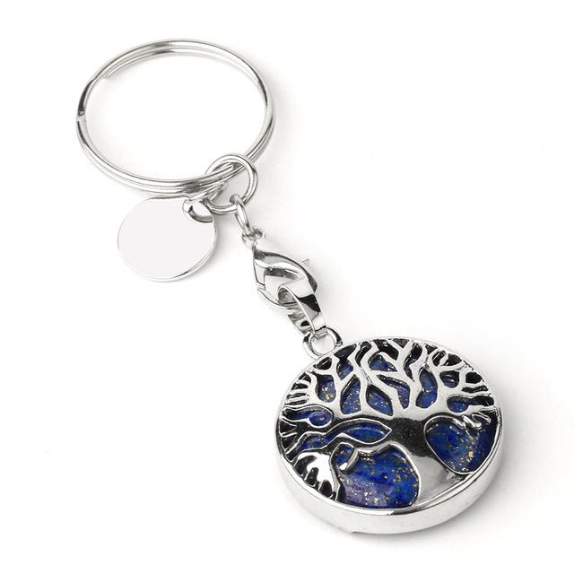 Deep Royal Blue Lapis Lazuli Tree of Life crystal key ring — Eternal Spirit