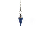 Deep Royal Blue Lapis Lazuli metal cone pendulum on silver chain — Eternal Spirit
