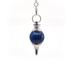 Deep Royal Blue Lapis Lazuli sphere pendulum on silver chain — Eternal Spirit