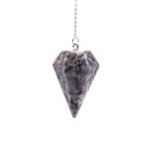 Soft Lilac Lepidolite large faceted pendulum on silver chain — Eternal Spirit