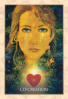 Magdalene Oracle deck, Co-Creation card with ethereal blue face and cosmic heart symbol — Eternal Spirit