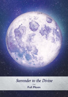 Moonology Cards, Surrender to the Divine Full Moon card with luminous purple moonscape — Eternal Spirit