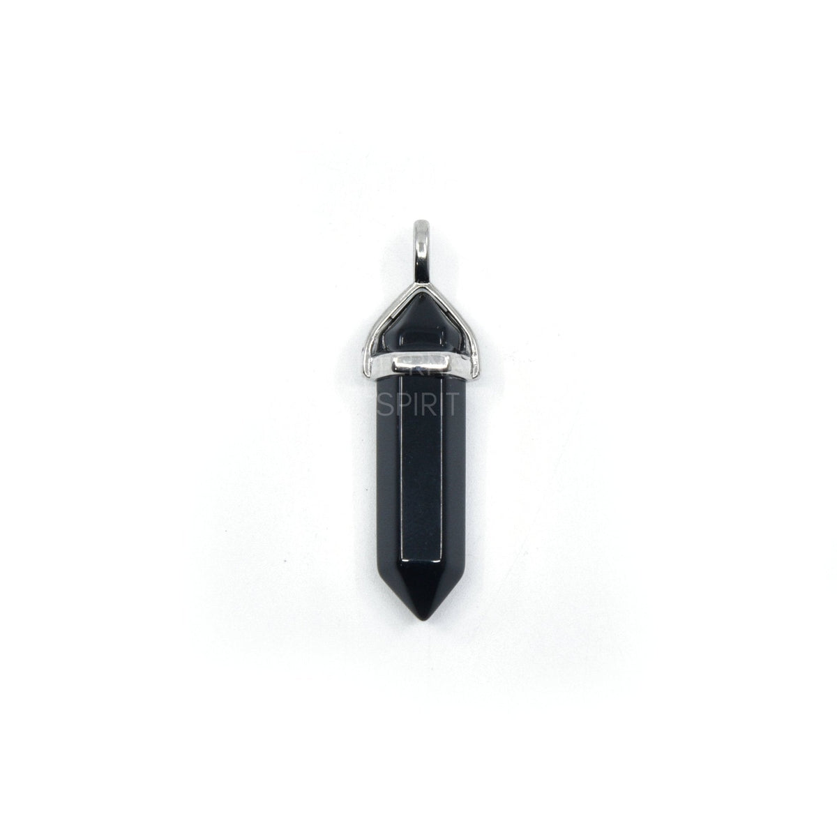 double terminated pendant in Obsidian (Black), showing natural stone detail — Eternal Spirit