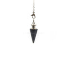 Sleek Black Onyx (Black) metal cone pendulum on silver chain — Eternal Spirit
