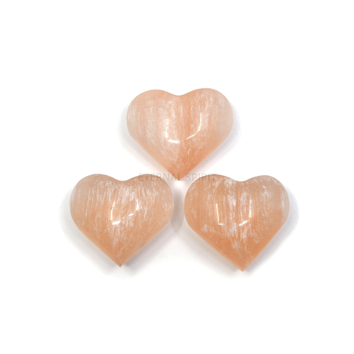 warm Peach Selenite heart 9cm — Eternal Spirit