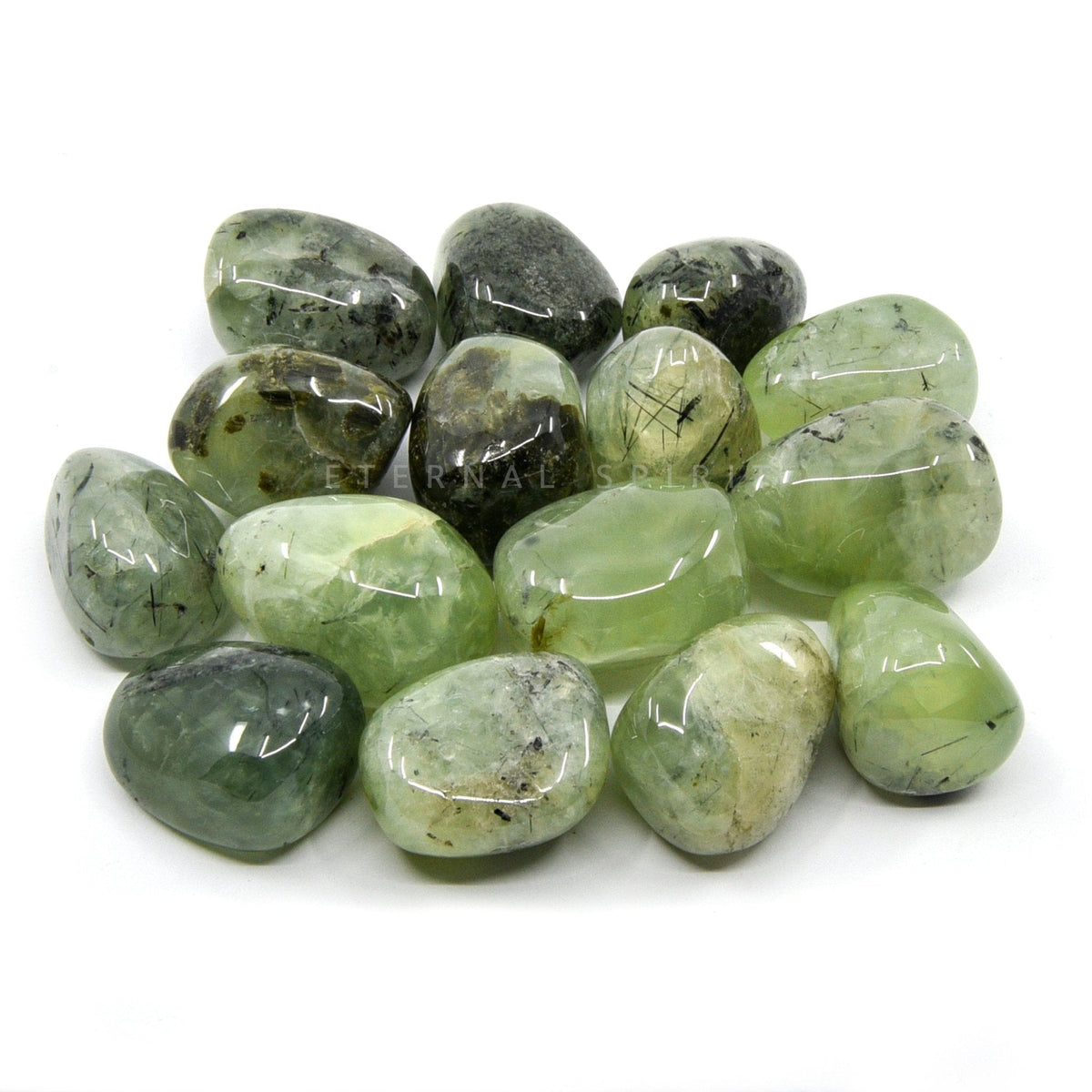 collection of polished Prehnite tumble stones — Eternal Spirit