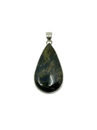 garnet (green) cabochon teardrop pendant, front view showing natural stone face — Eternal Spirit