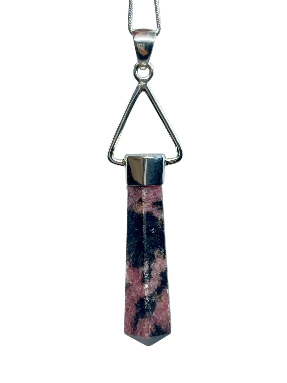 rhodonite generator pendant, front view showing natural stone face — Eternal Spirit