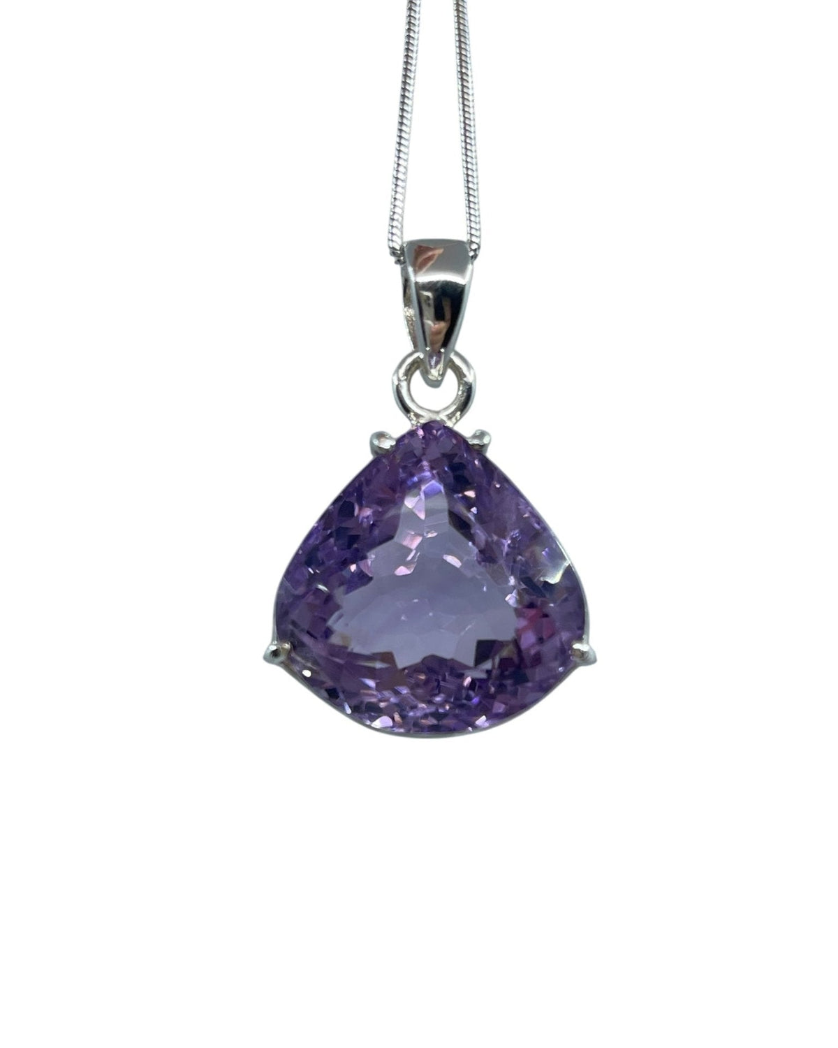 amethyst faceted teardrop pendant with sterling silver bail — Eternal Spirit