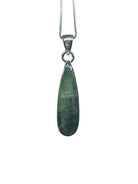 kyanite (green) cabachon teardrop pendant with sterling silver bail — Eternal Spirit