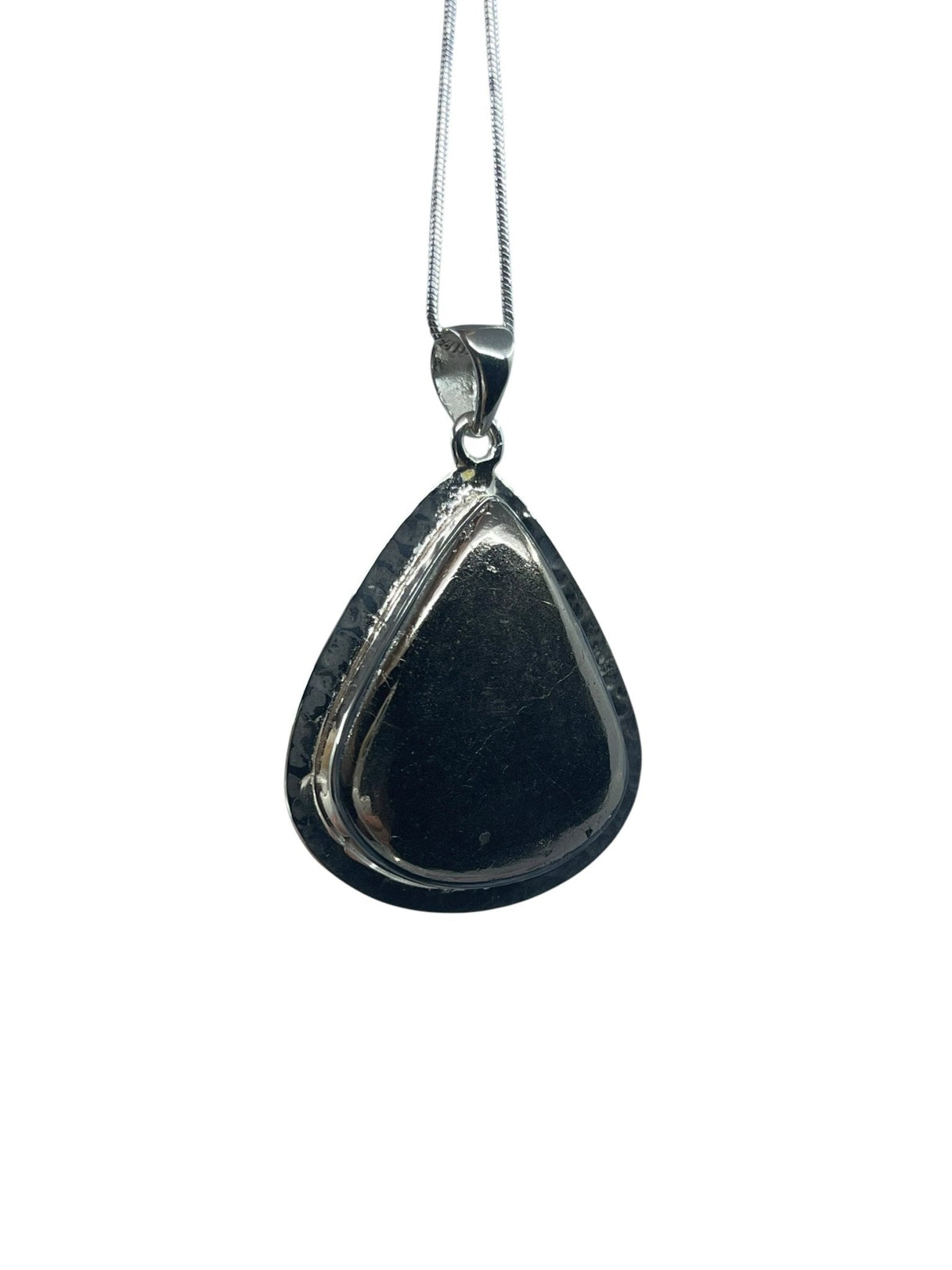 pyrite cabochon teardrop pendant with polished sterling silver bail — Eternal Spirit
