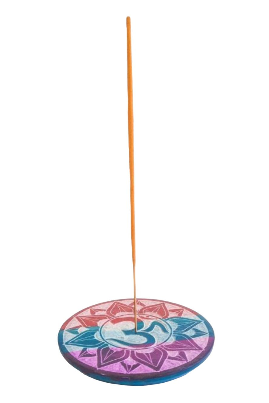 Om soapstone incense holder, detail of carving — Eternal Spirit