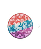 Round soapstone Om incense holder, sacred symbol — Eternal Spirit