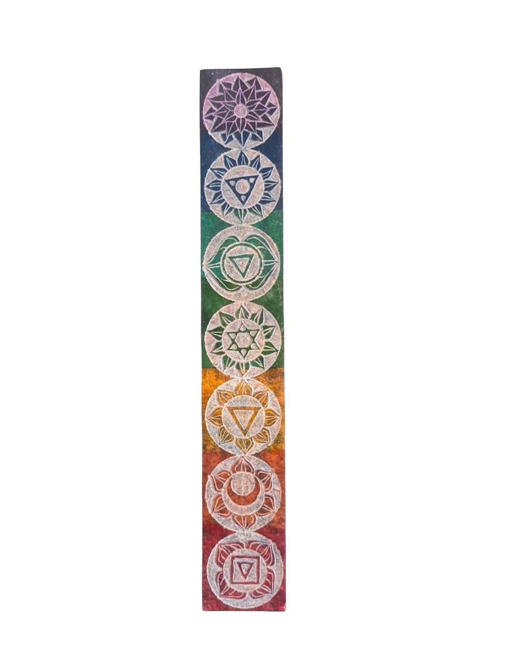 Soapstone chakra incense box, carved symbols — Eternal Spirit