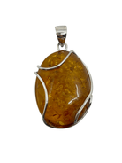 amber cabochon pendant, front view showing natural stone face — Eternal Spirit