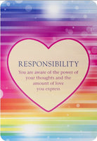 The Power Of Love Activation Cards, Responsibility card with rainbow text on soft pastel gradient — Eternal Spirit
