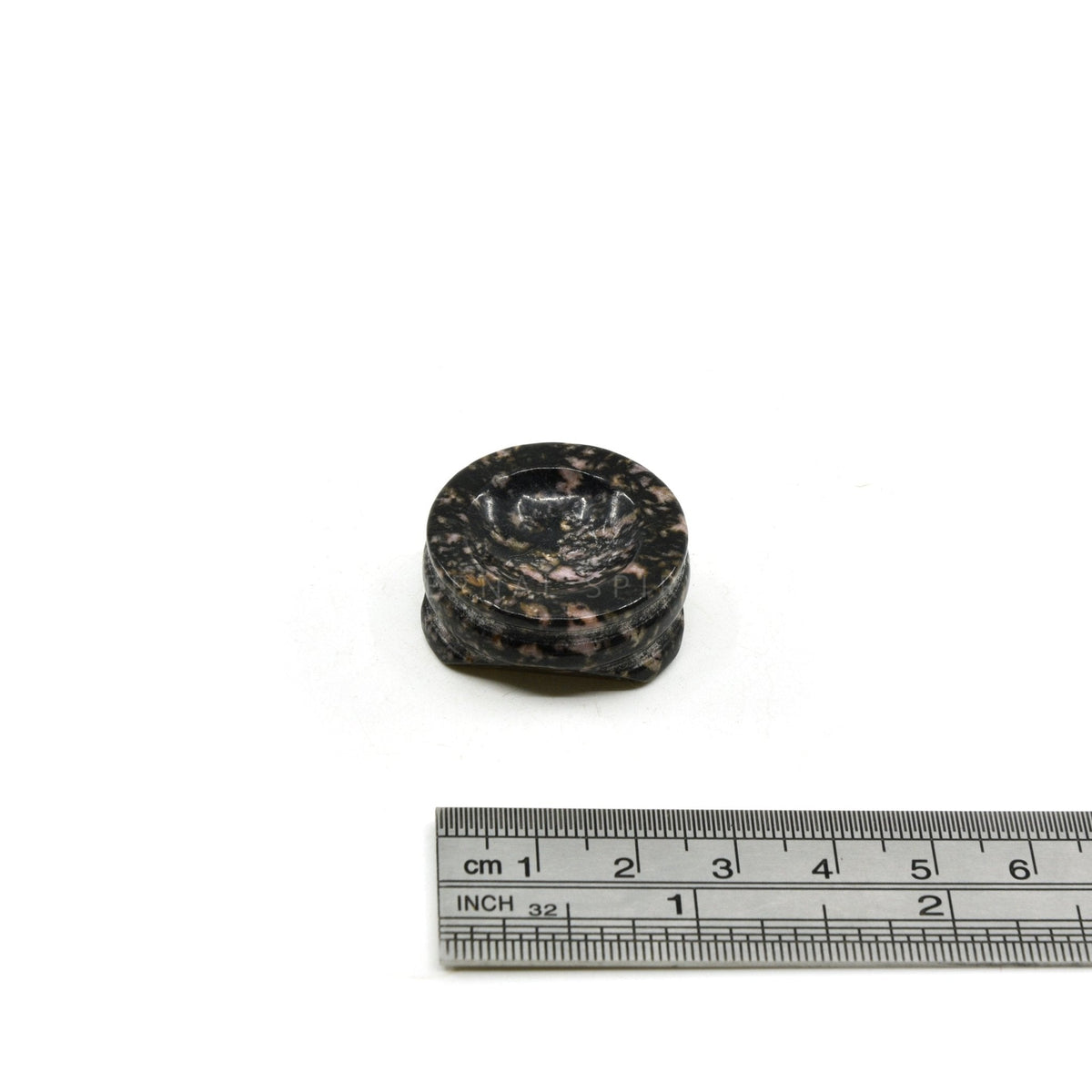 Rosy Pink With Black Veining Rhodonite crystal sphere stand, hand-carved — Eternal Spirit