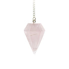 Soft Pink Quartz (Rose) large faceted pendulum on silver chain — Eternal Spirit