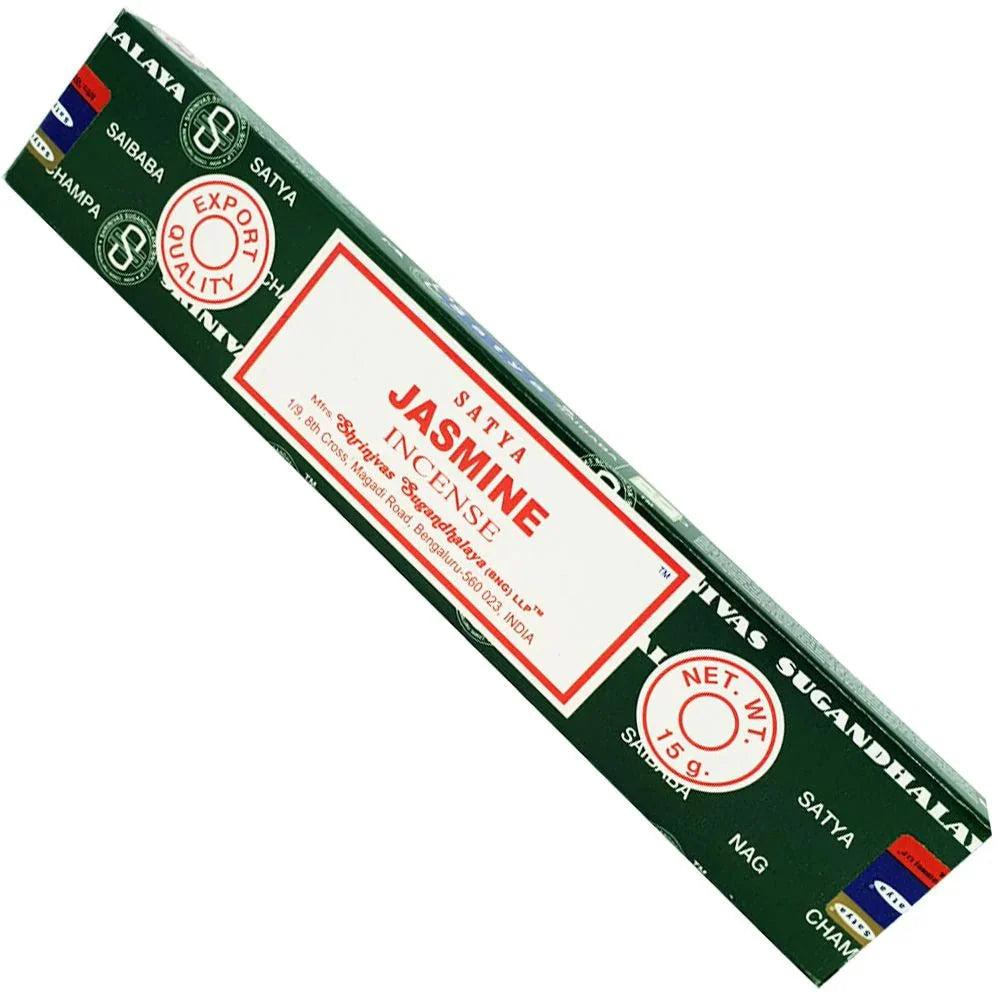 incense sticks - satya "jasmine”, artisan packaging on white background — Eternal Spirit