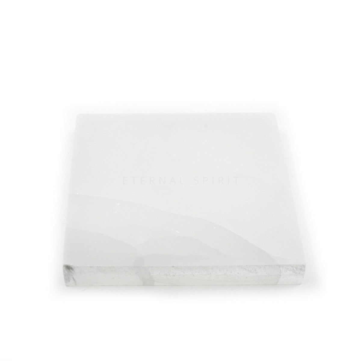 luminous white Selenite charging plate with Plain Square design, showcasing natural beauty — Eternal Spirit