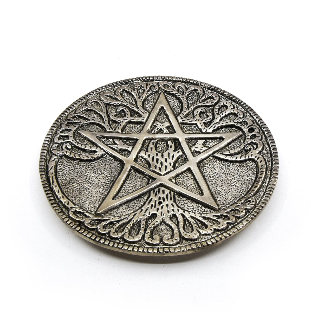 Black aluminium "Pentacle Tree of Life" Round incense holder — Eternal Spirit
