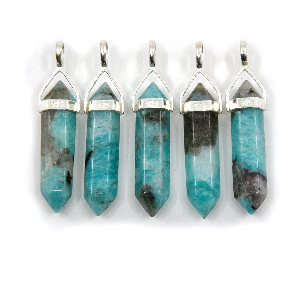 silver double terminated pendant in Aventurine (Green), showing natural stone detail — Eternal Spirit