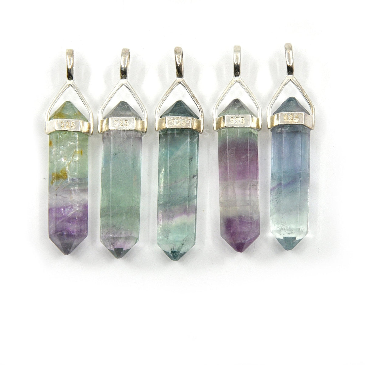 silver double terminated pendant in Goldstone (Blue), showing natural stone detail — Eternal Spirit