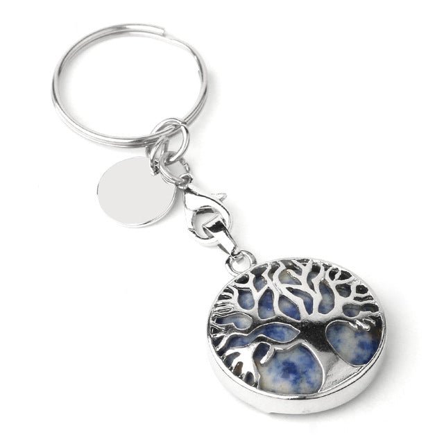 Deep Blue Sodalite Tree of Life crystal key ring — Eternal Spirit