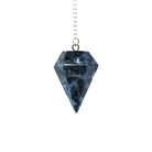 Deep Blue Sodalite large faceted pendulum on silver chain — Eternal Spirit