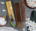phool "nag champa" luxury incense sticks, luxury packaging styled with botanicals on rustic wood — Eternal Spirit