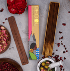 phool "indian rose" luxury incense sticks, luxury packaging styled with botanicals on rustic wood — Eternal Spirit