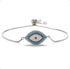 silver Evil Eye Protection bracelet with cubic zirconia sparkle — Eternal Spirit