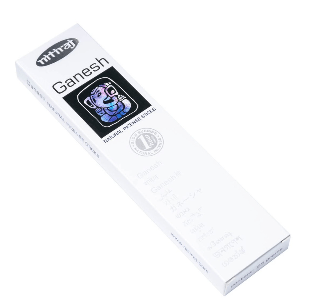 incense sticks - nitiraj naturals "ganesh", artisan packaging on white background — Eternal Spirit