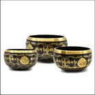 14.5cm Black & Gold Om Mani singing bowl, a vessel for Third Eye chakra healing — Eternal Spirit