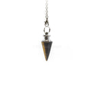 Golden-Banded Tiger Eye (Yellow) metal cone pendulum on silver chain — Eternal Spirit