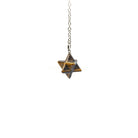 Golden-Banded Tiger Eye (Yellow) merkaba star pendulum on silver chain — Eternal Spirit