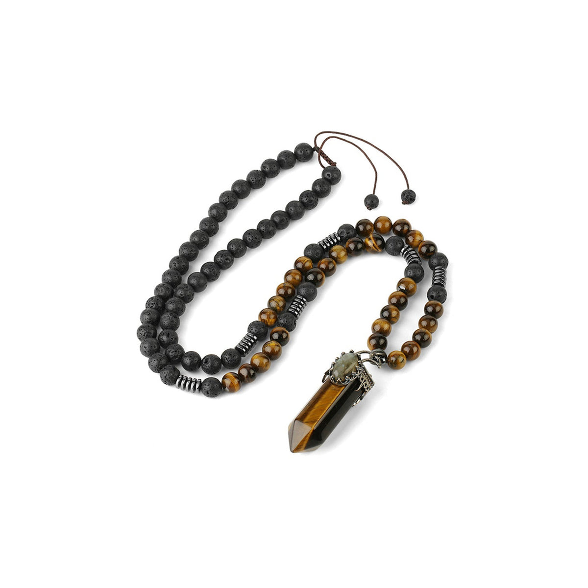Yellow Tiger Eye generator point crystal pendant on cord — Eternal Spirit