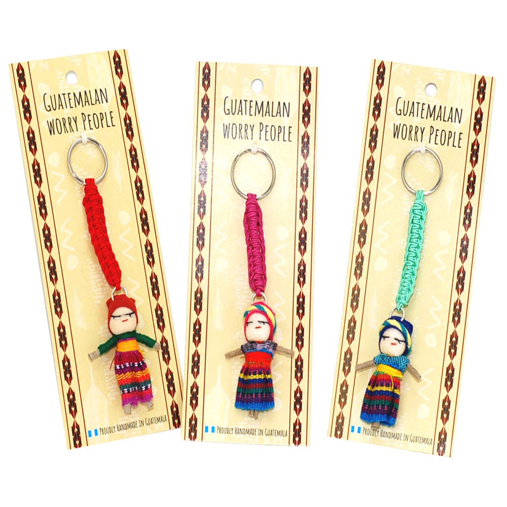 Guatemalan "Worry Dolls" Keyrings charm, additional angle view 3 — Eternal Spirit