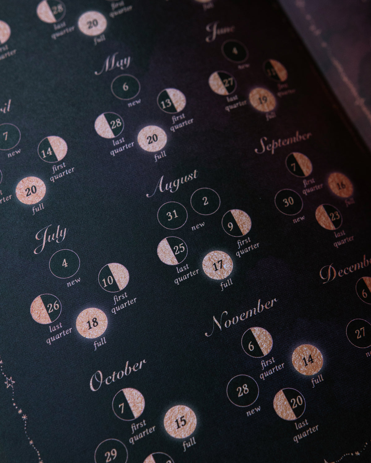 Dreamy Moons diary, 2027 moon phase calendar page — Eternal Spirit